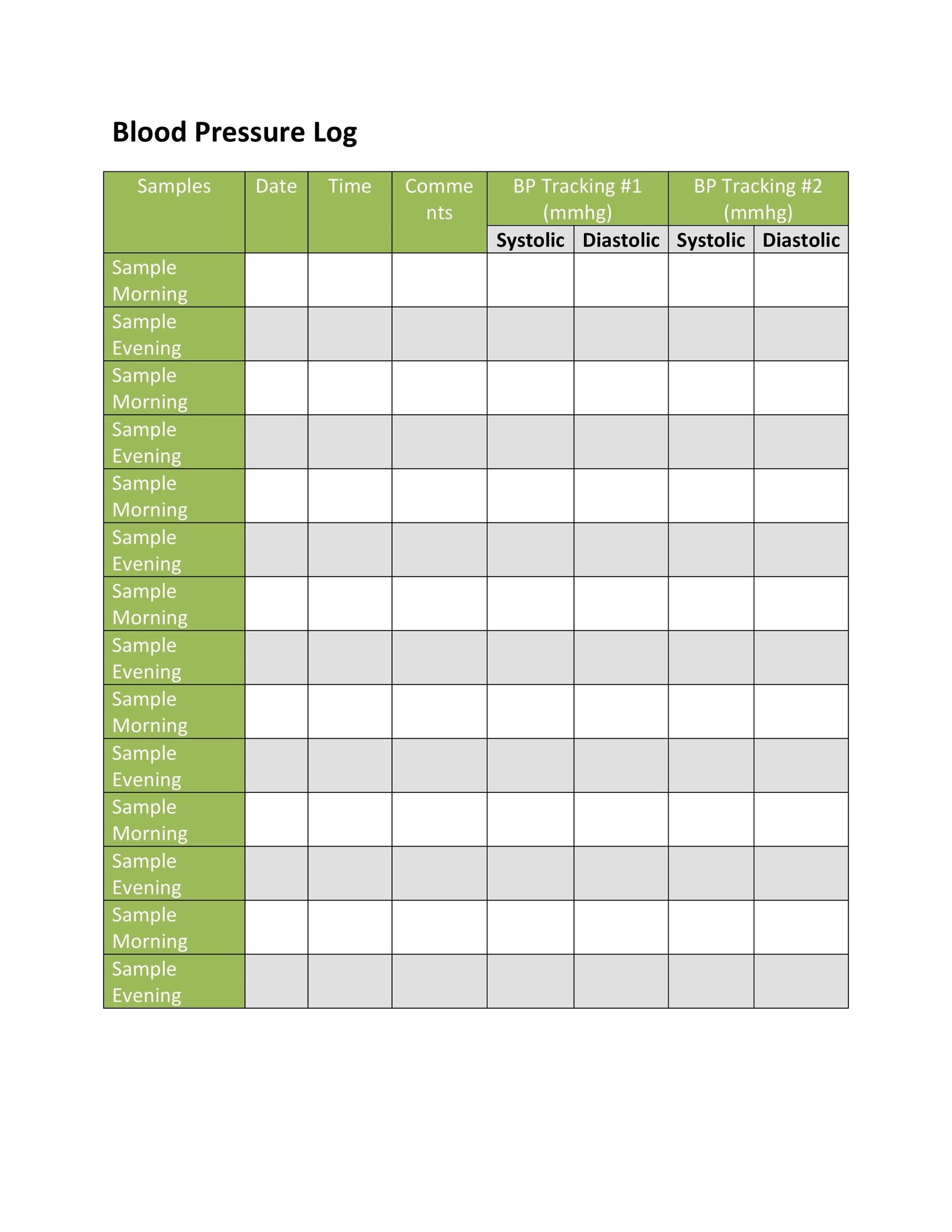 Printable Blood Pressure Log Template Calendar Template 2023