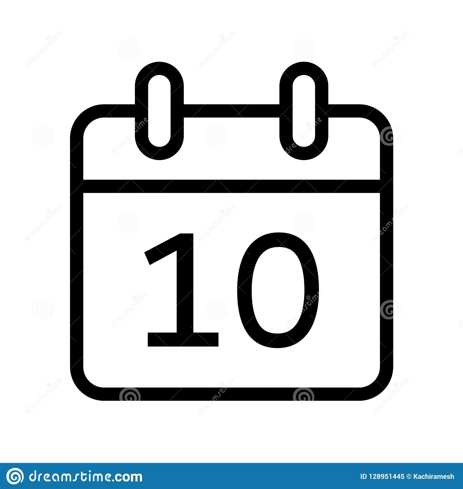Calendar Day Ten Date Icon Stock Vector. Illustration Of