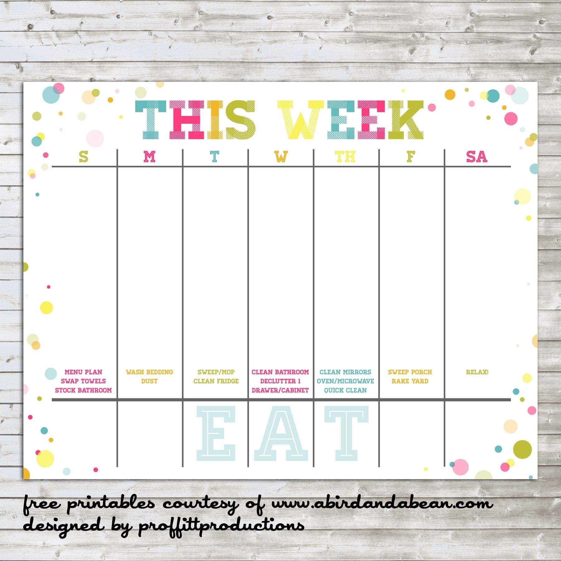 Colorful Weekly Calendar :: Free Printable (With Images
