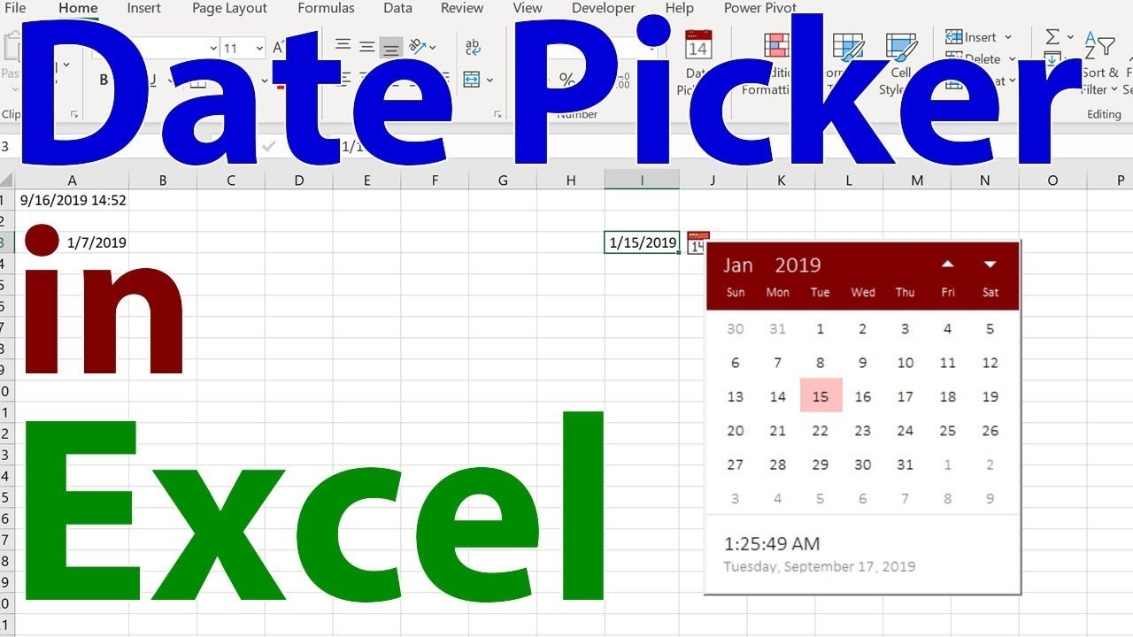 Insert Date Picker Drop Down Menu In Excel 2020 Calendar Template 2022