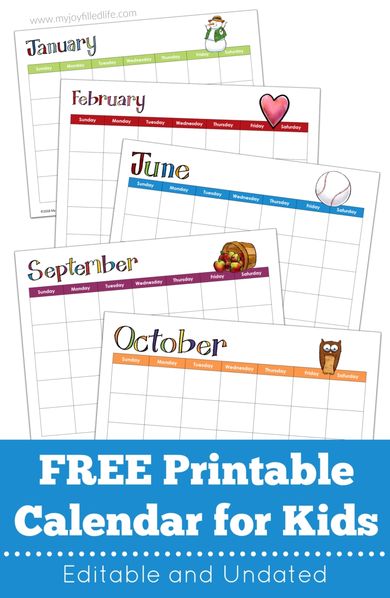 Free Printable Calendar For Kids – Editable &amp; Undated | Kids