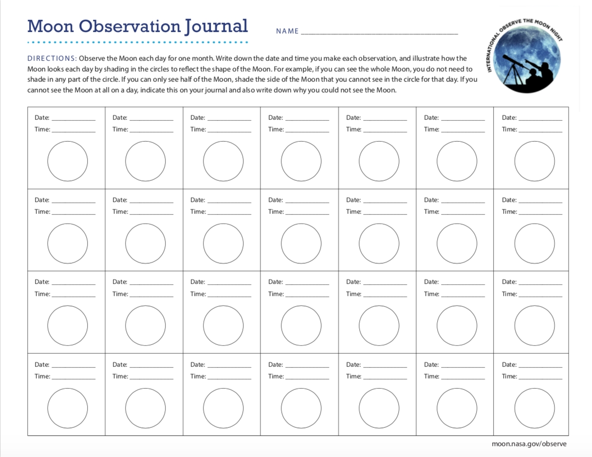 Moon Observation Log Calendar Template 2023