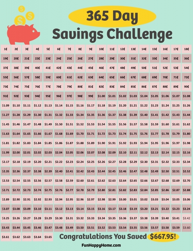 365 Money Challenge 2016 Calendar :-Free Calendar Template