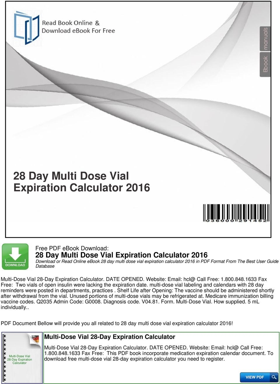 Multi Dode Vial 28 Day Expiration Calculator Calendar Template 2023