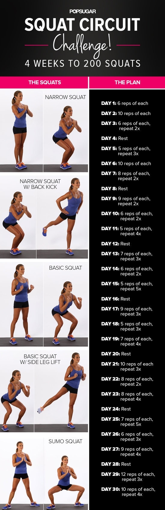 30-Day Squat Challenge | Popsugar Fitness Middle East