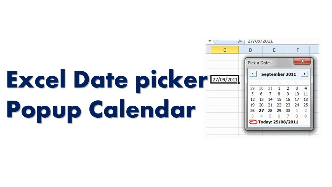 Date Picker : Popup Calendar For Excel