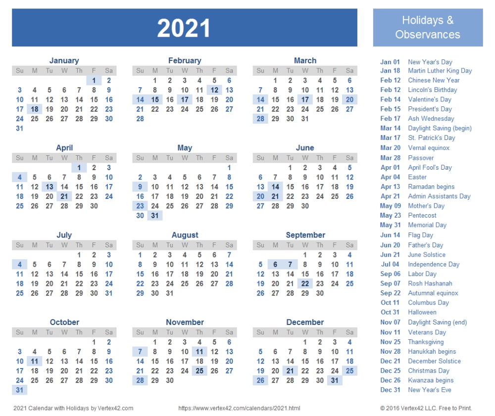 Download Free Printable 2021 Calendar Templates That You Can