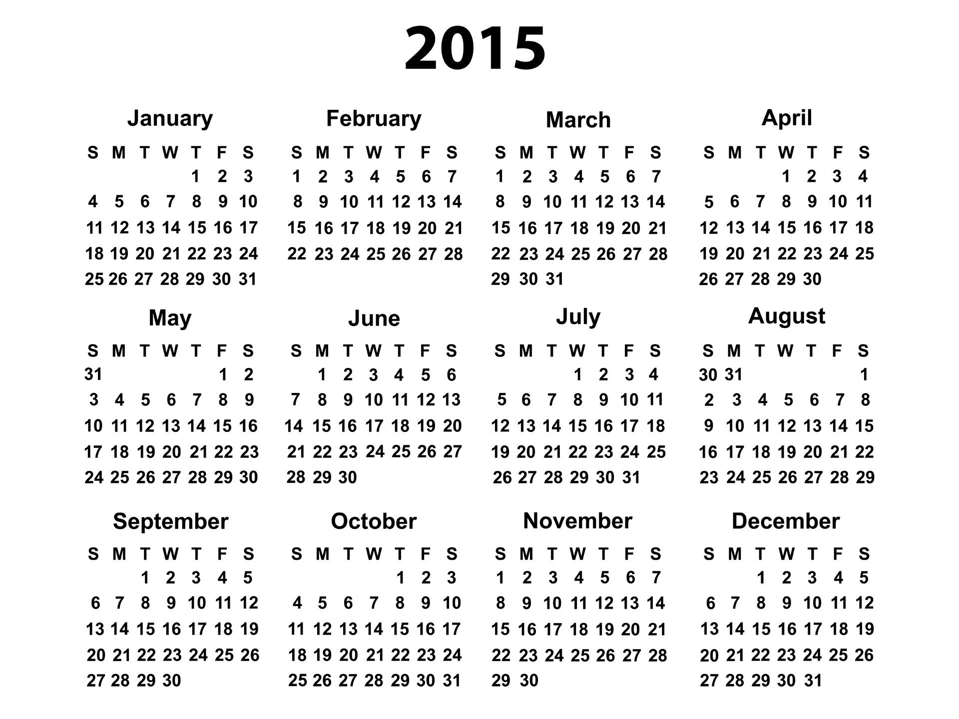 Download Printable 2015 Calendar | 2015 Calendar Printable