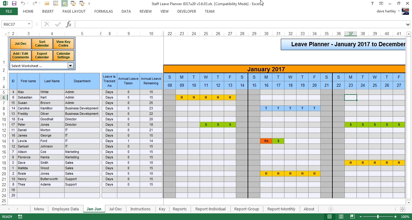 Annual Leave Planner Template Via Excel Calendar Template 2023