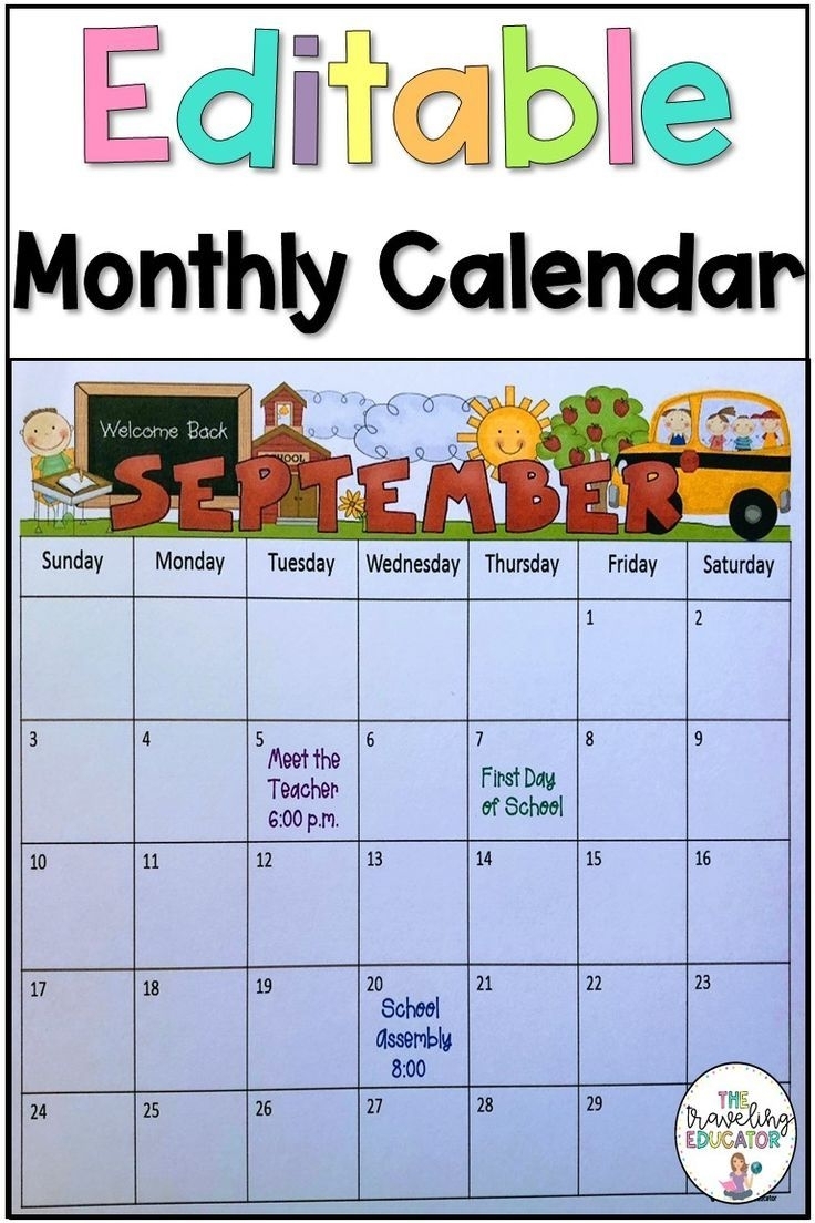 Editable School Calender For Teachers Calendar Template 2022