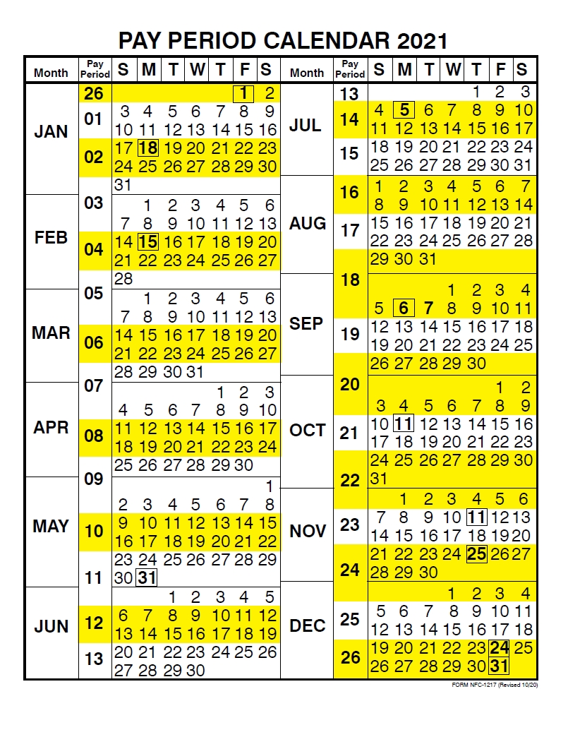 Nfc Payroll Calendar 2021 | Payroll Calendar