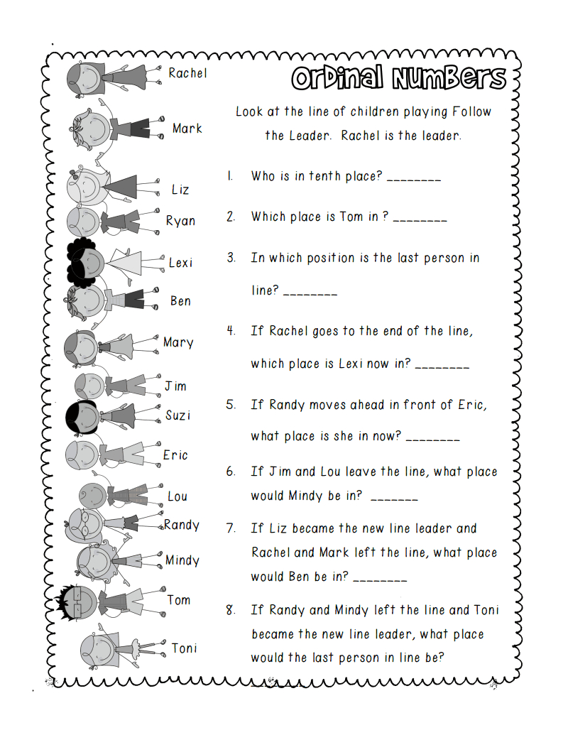 2Nd Grade Ordinal Numbers 1 10 Worksheets - Kidsworksheetfun