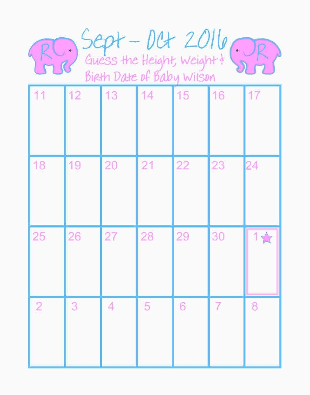 Baby Calendar Free Guess | Printable Calendar Template 2021