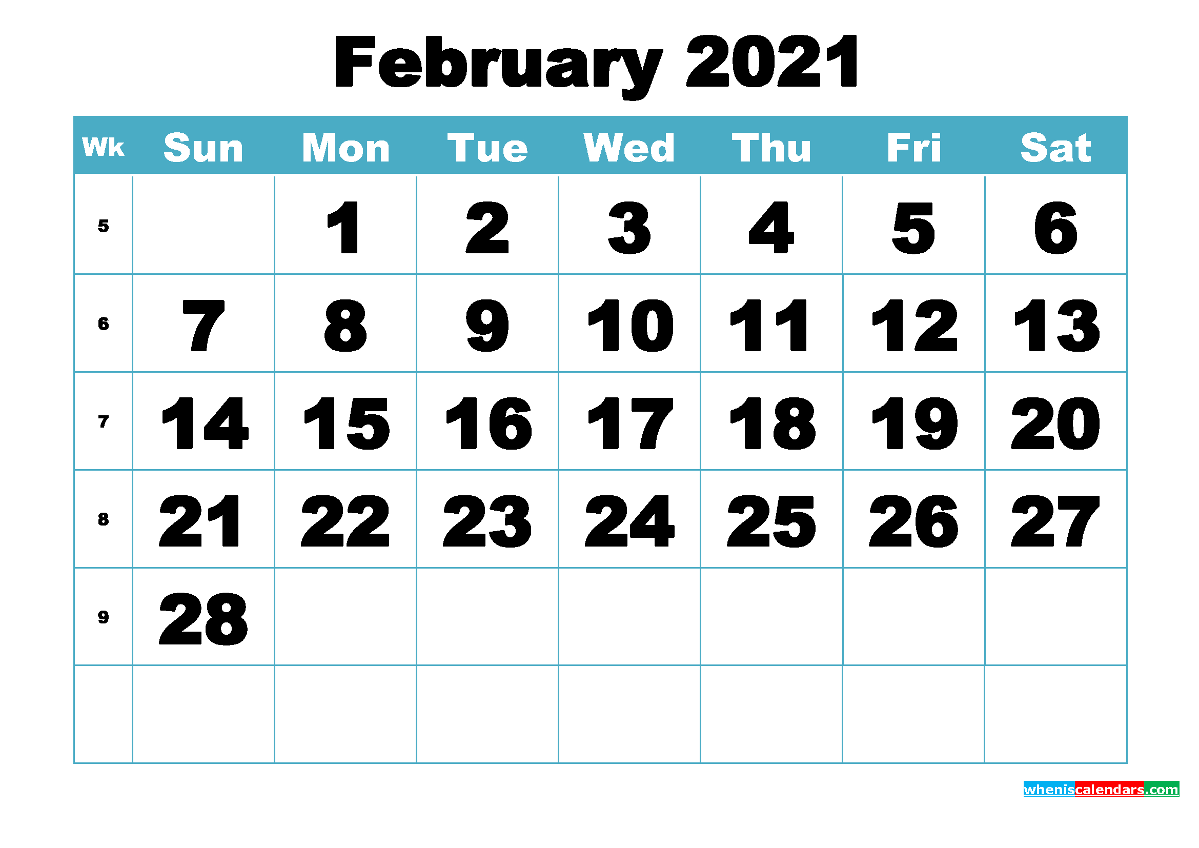 February 2021 Printable Calendars - Riset
