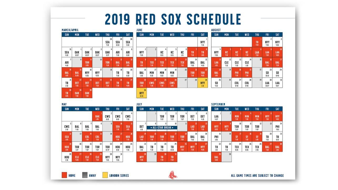 Boston Red Sox 2021 Schedule Printable Calendar Template 2023