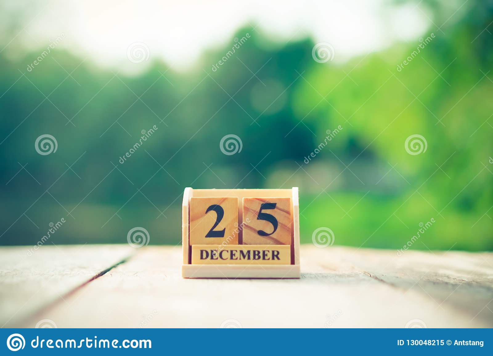 Wood Brick Block Show Date And Month Calendar Of 25Th