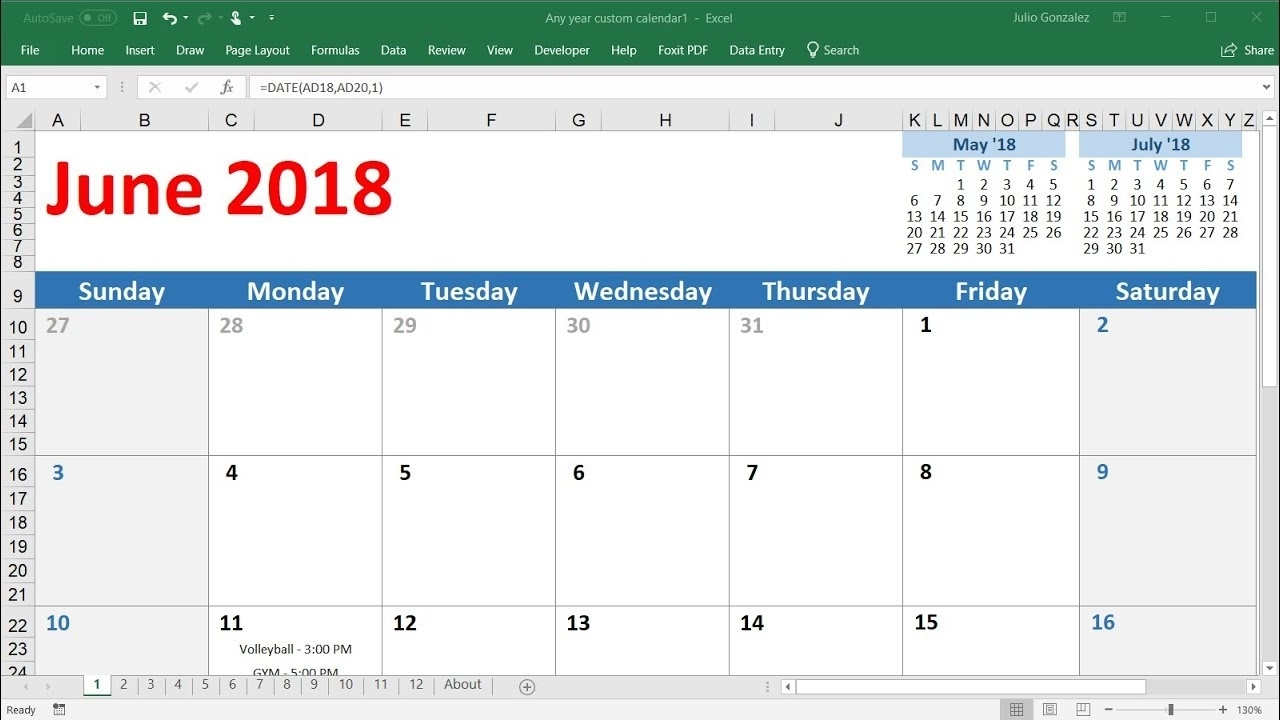 How To Insert Calendar In Excel | Calendar Template 2021