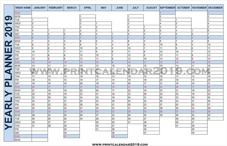20+ Year Planner 2019 - Free Download Printable Calendar