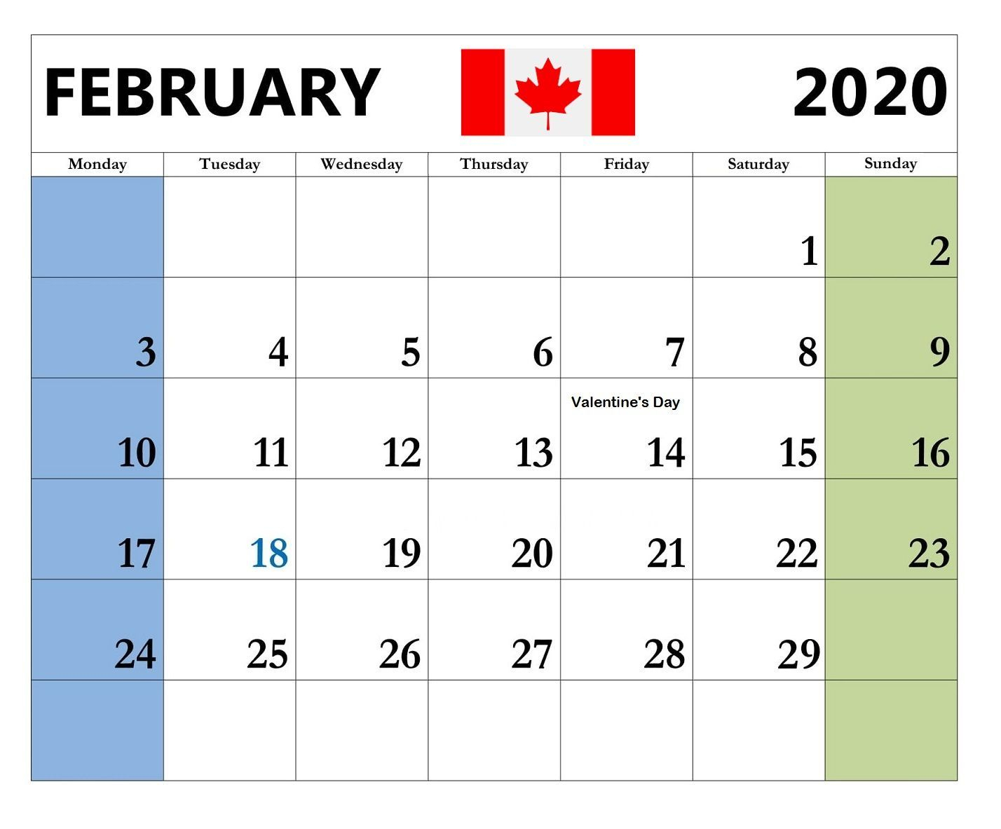 2020 Calendar Canada - Calendrier