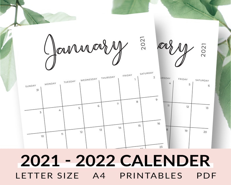 2021-2022 Calendar Printable January 2021 December 2022 | Etsy