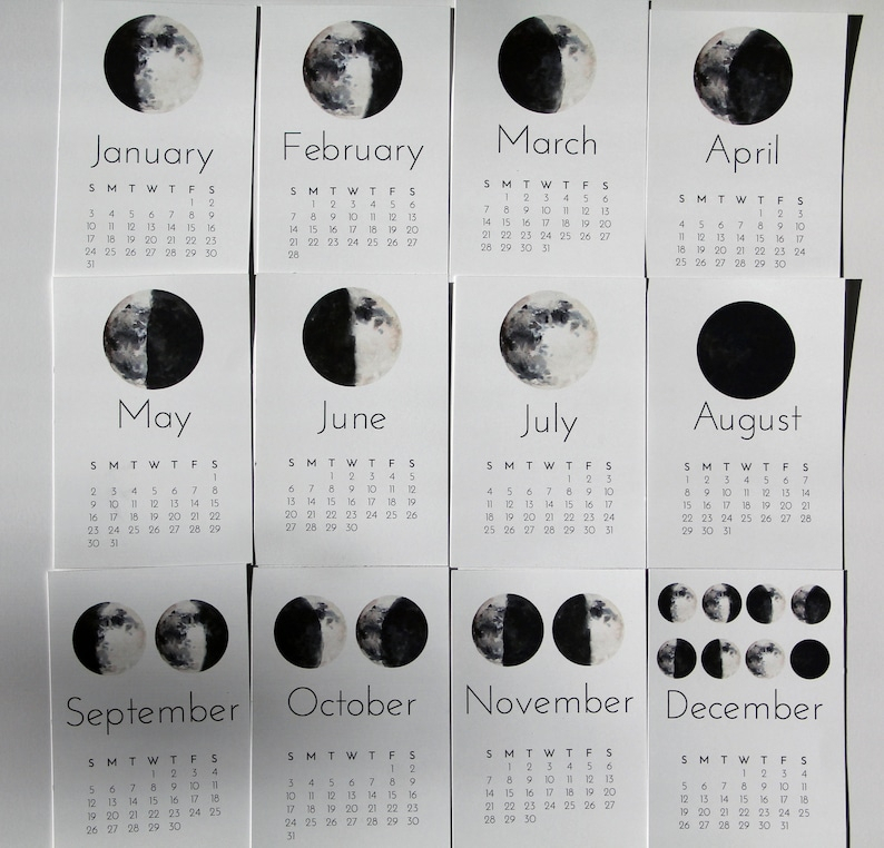 2021 2022 Moon Phase Desk Calendar Calendar With Stand | Etsy