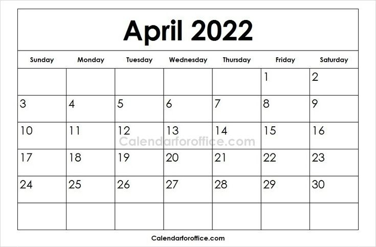 2022 April Calendar Printable Images | Monthly Planner
