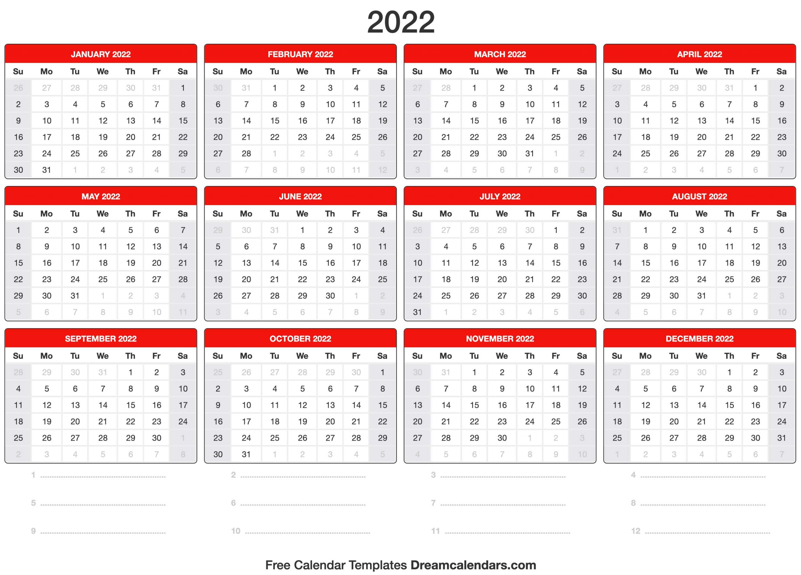 2022 Calendar