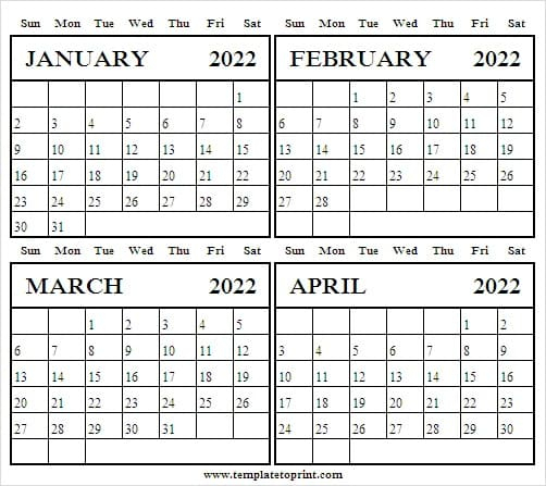 2022 Calendar Archives » Page 2 Of 10 » Template To Print