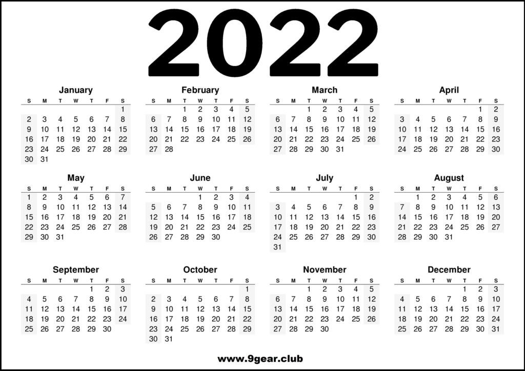 2022 Calendar Black And White Hd - Printable Calendars 2022