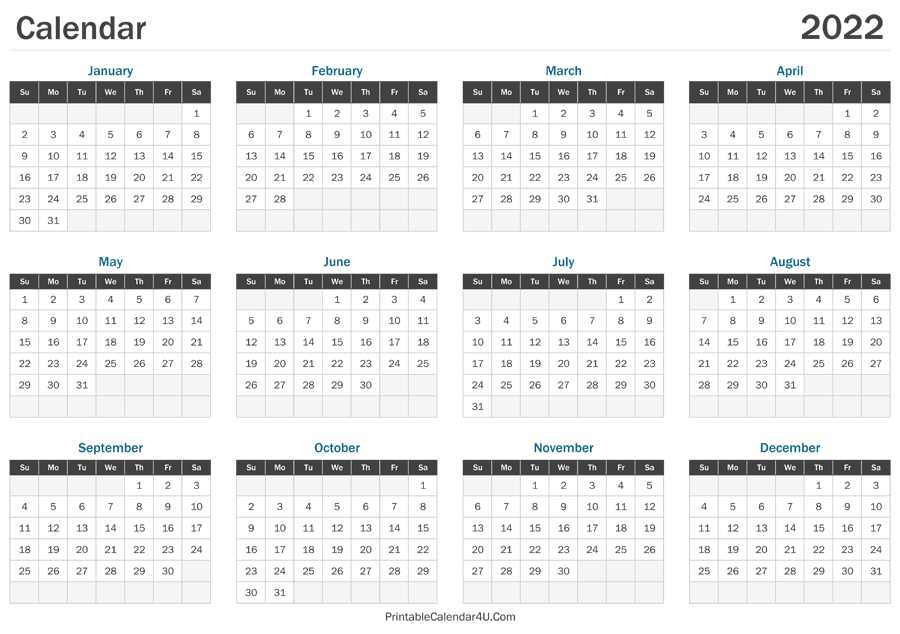 2022 Calendar Printable