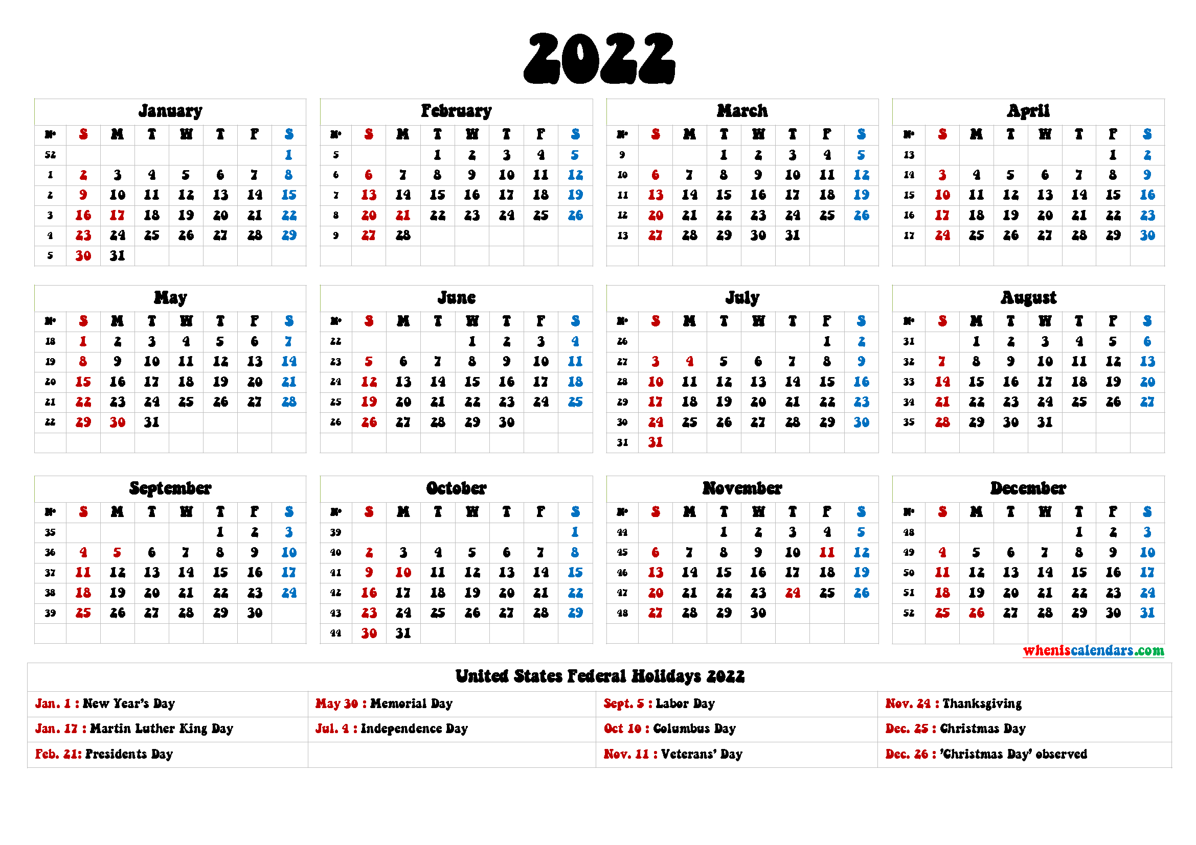 2022 Calendar With Holidays Philippines - Tewnto