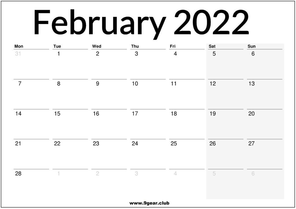 2022 February Archives - Printable Calendars 2022