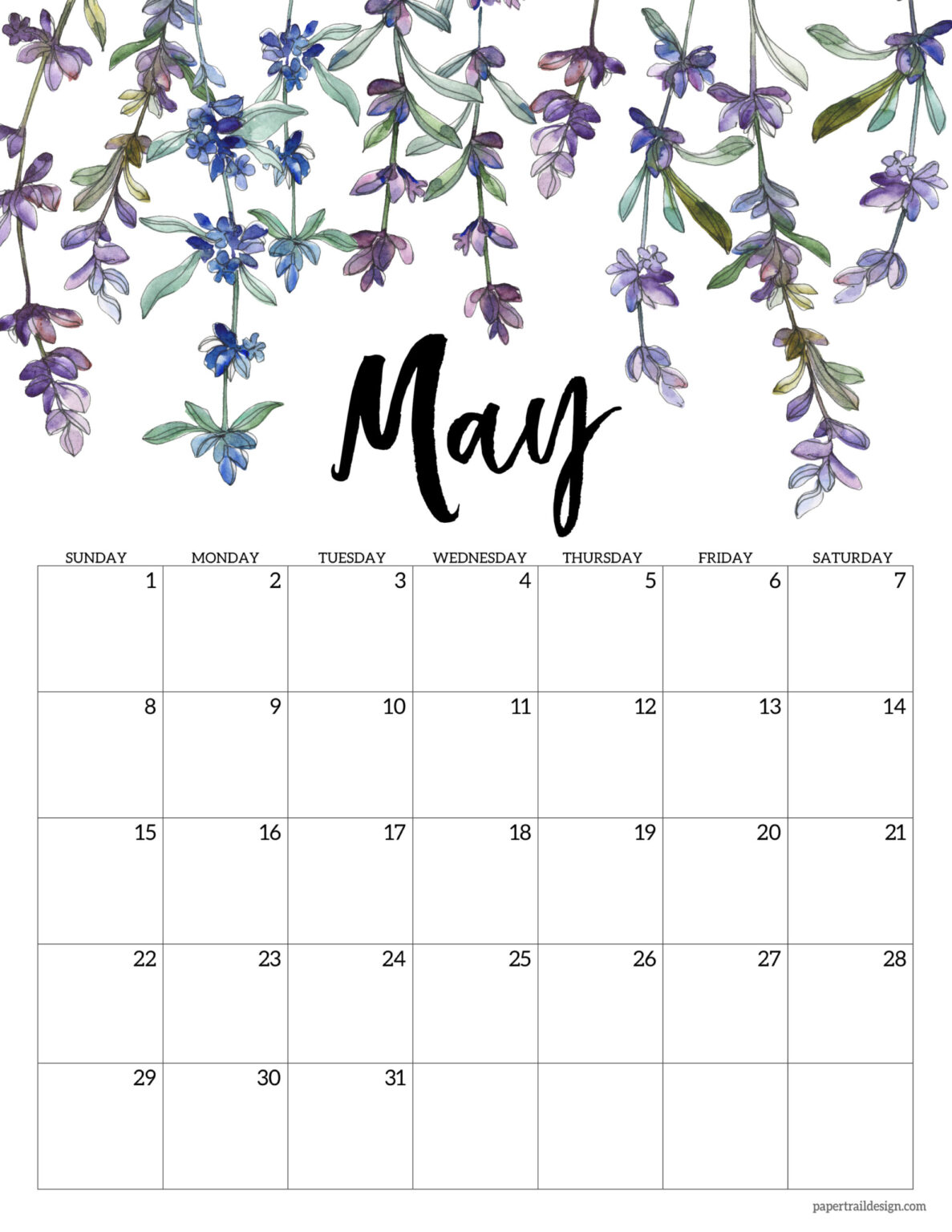 2022 Free Printable Calendar - Floral | Paper Trail Design
