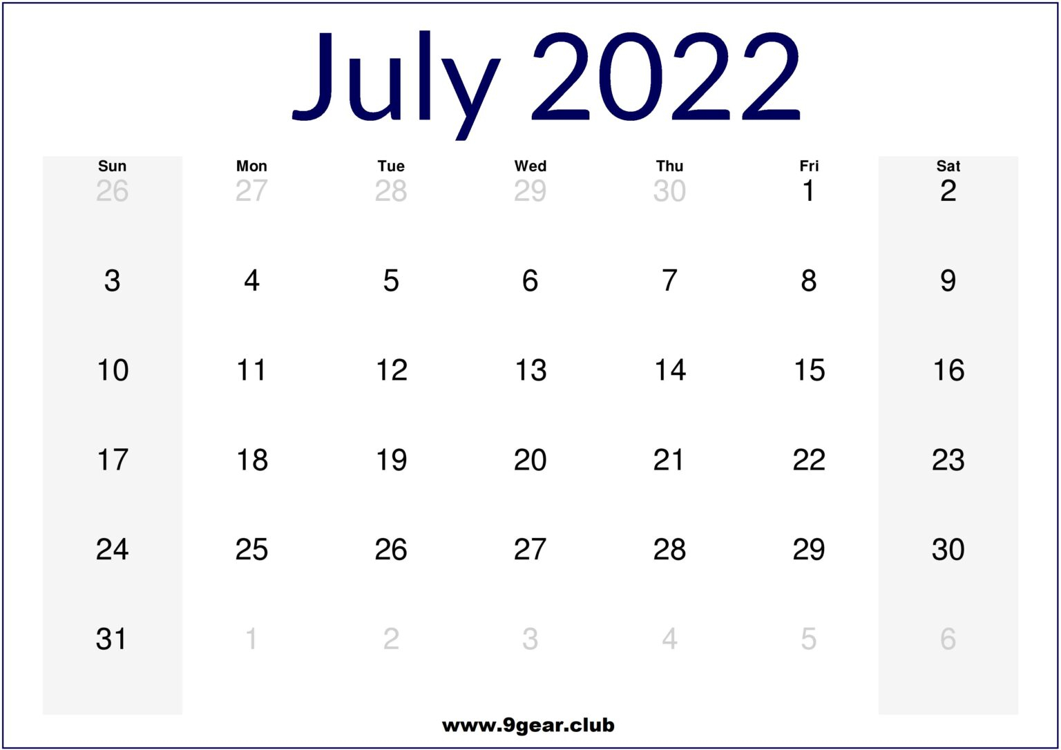 2022 July August September Printable Calendar Us