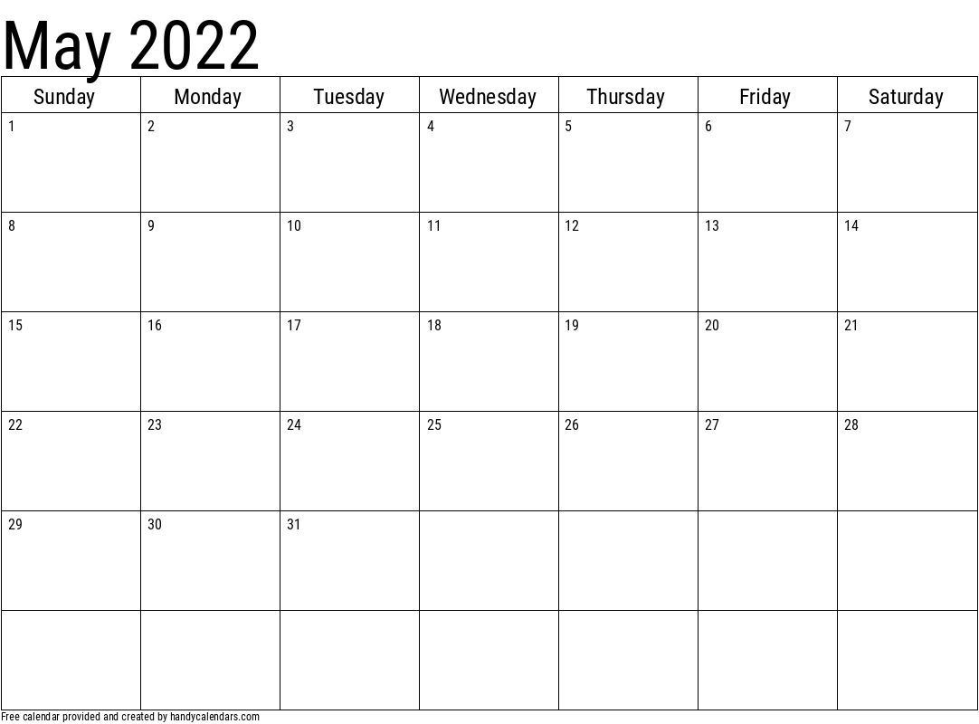 2022 May Calendars - Handy Calendars