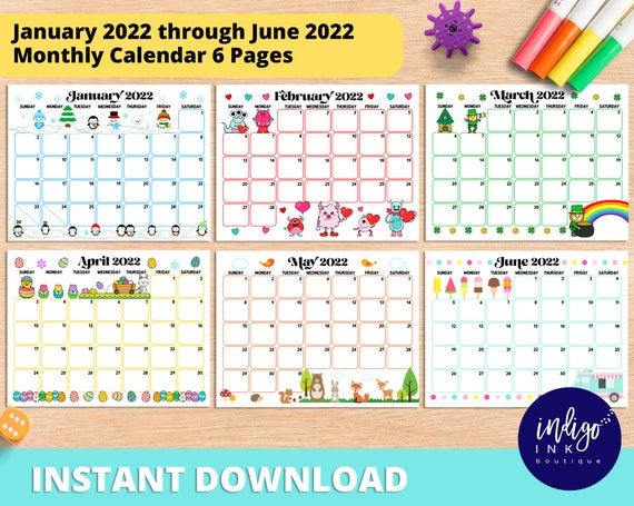 2022 Monthly Calendar Printable Instant Download | January