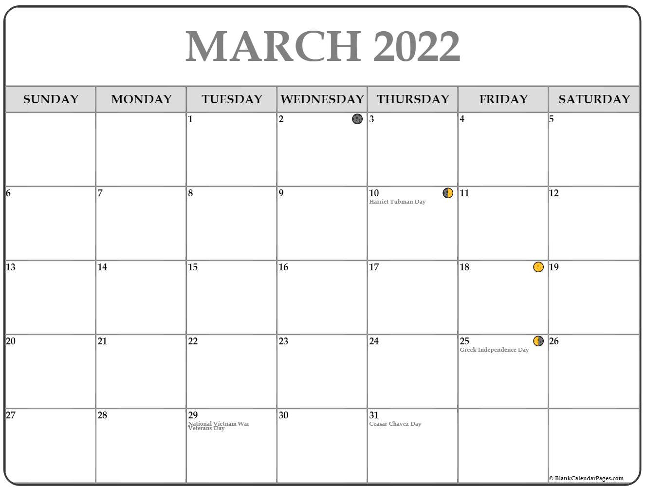 2022 Moon Phase Calendar Quota