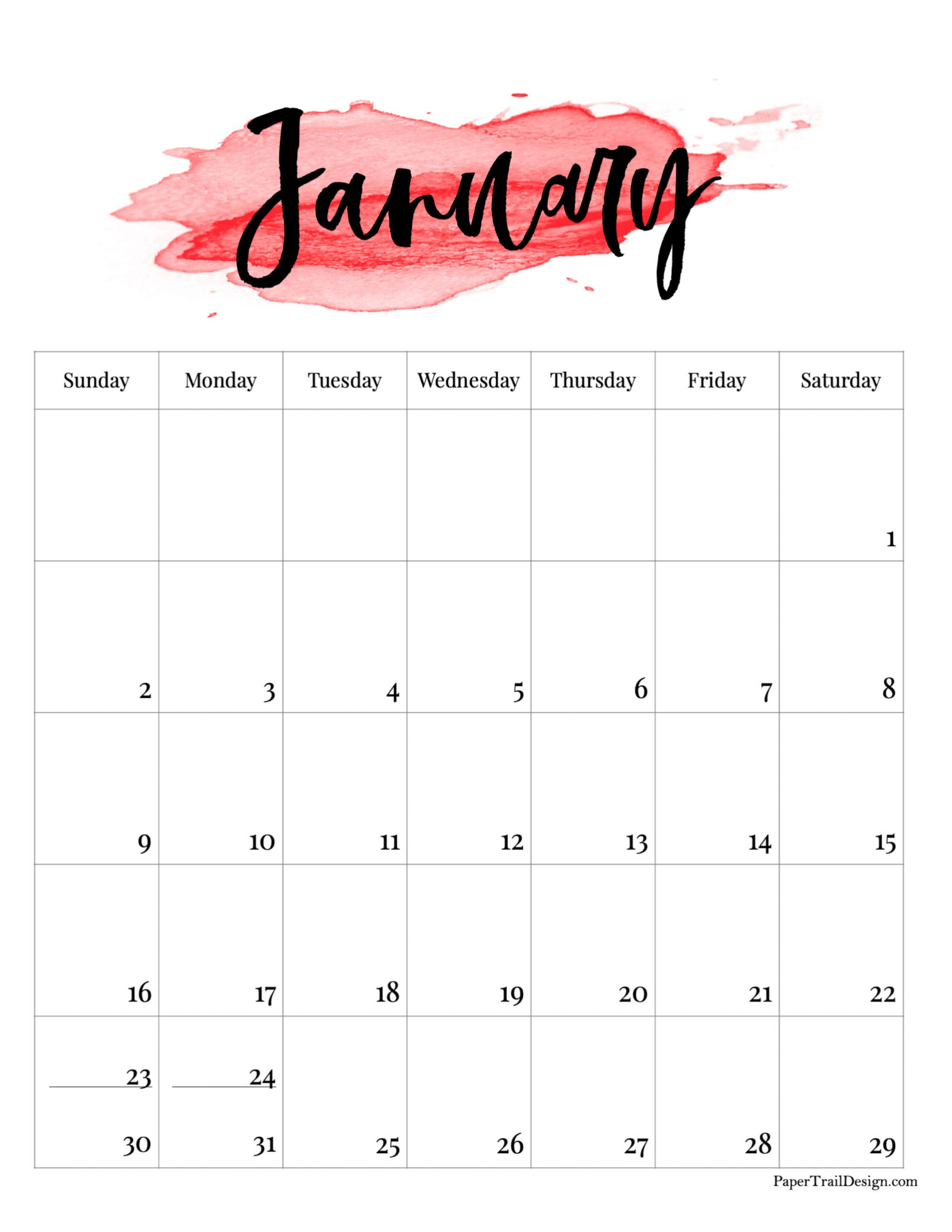 2022 Printable Calendar - Watercolor | Paper Trail Design