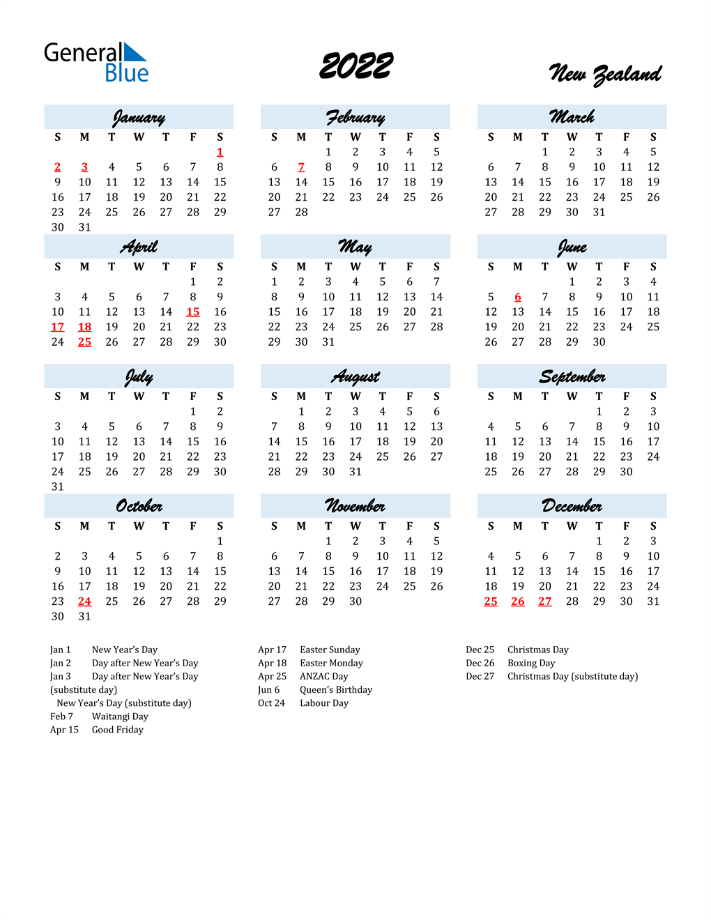 21 Public Holidays Nz 2022 Calendar | Octo Lamp Site