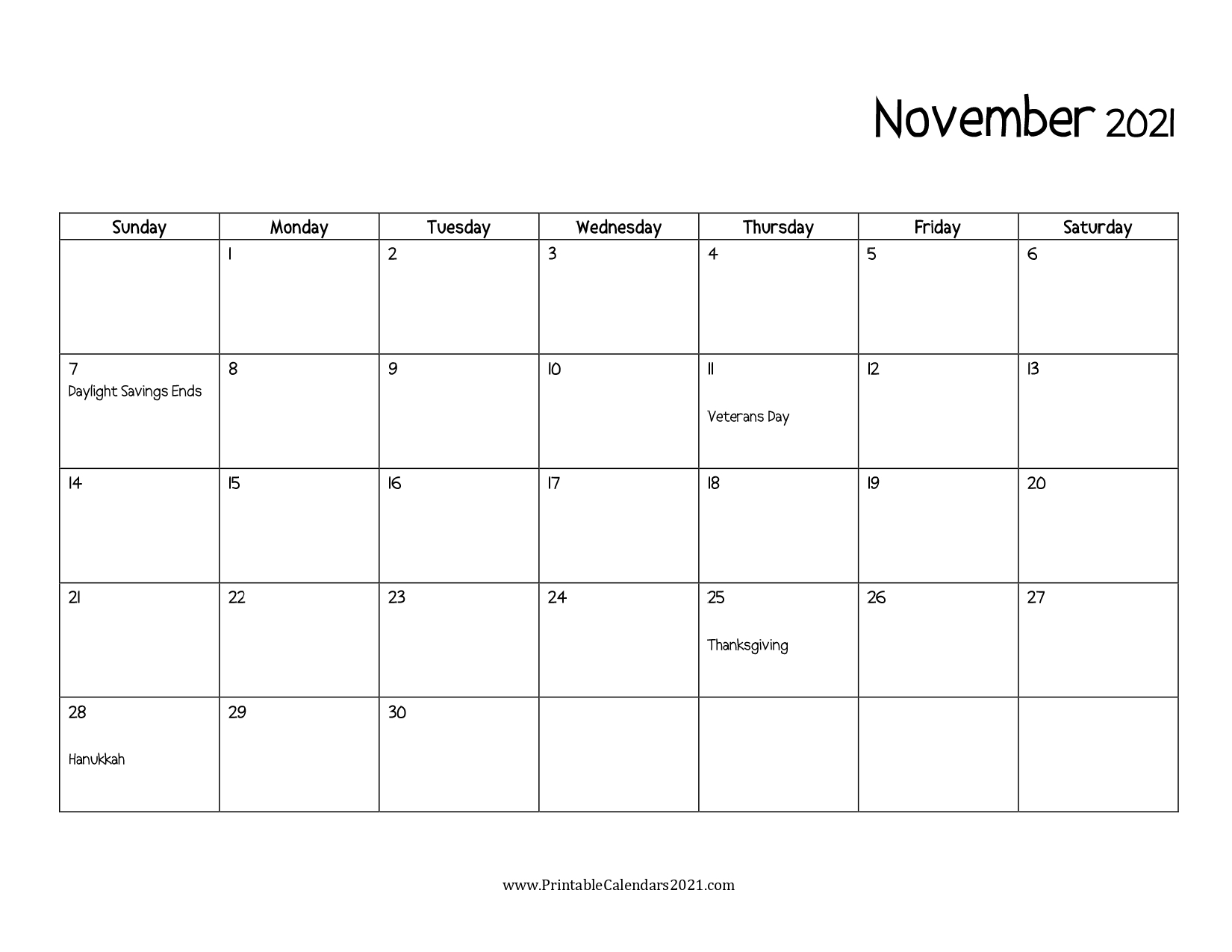 44+ November 2021 Calendar Printable, November 2021