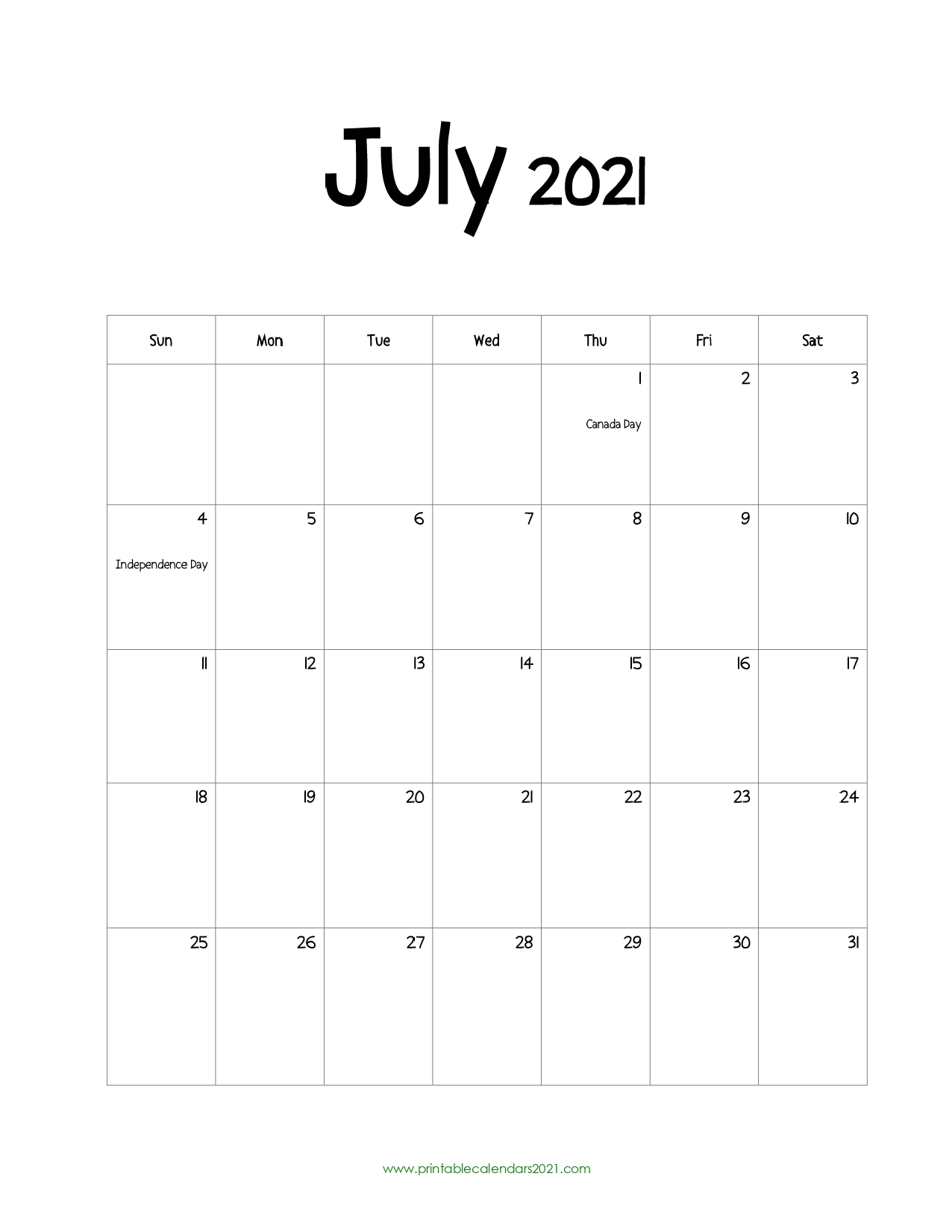 45+ July 2021 Calendar Printable, July 2021 Calendar Pdf