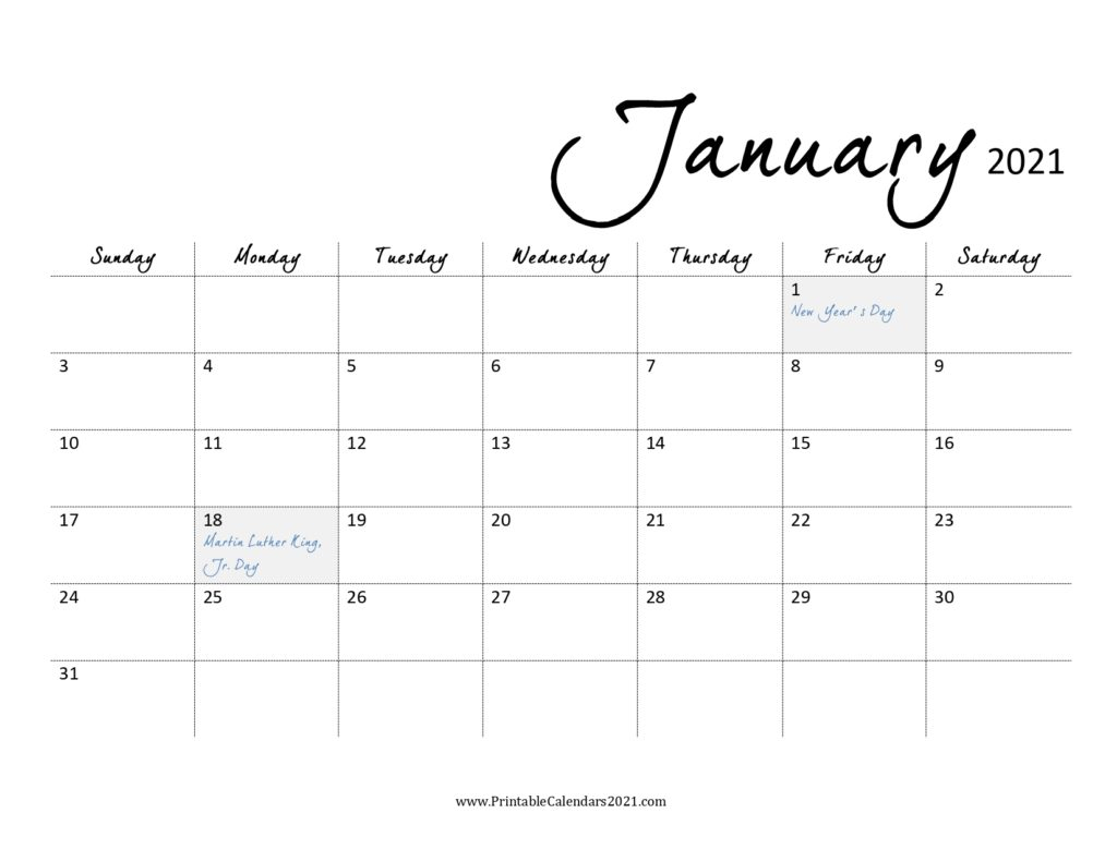 65+ January 2022 Calendar Printable, January 2022 Calendar