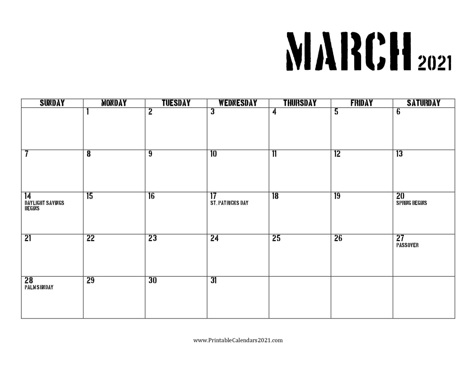 68+ Free March 2022 Calendar Printable With Holidays