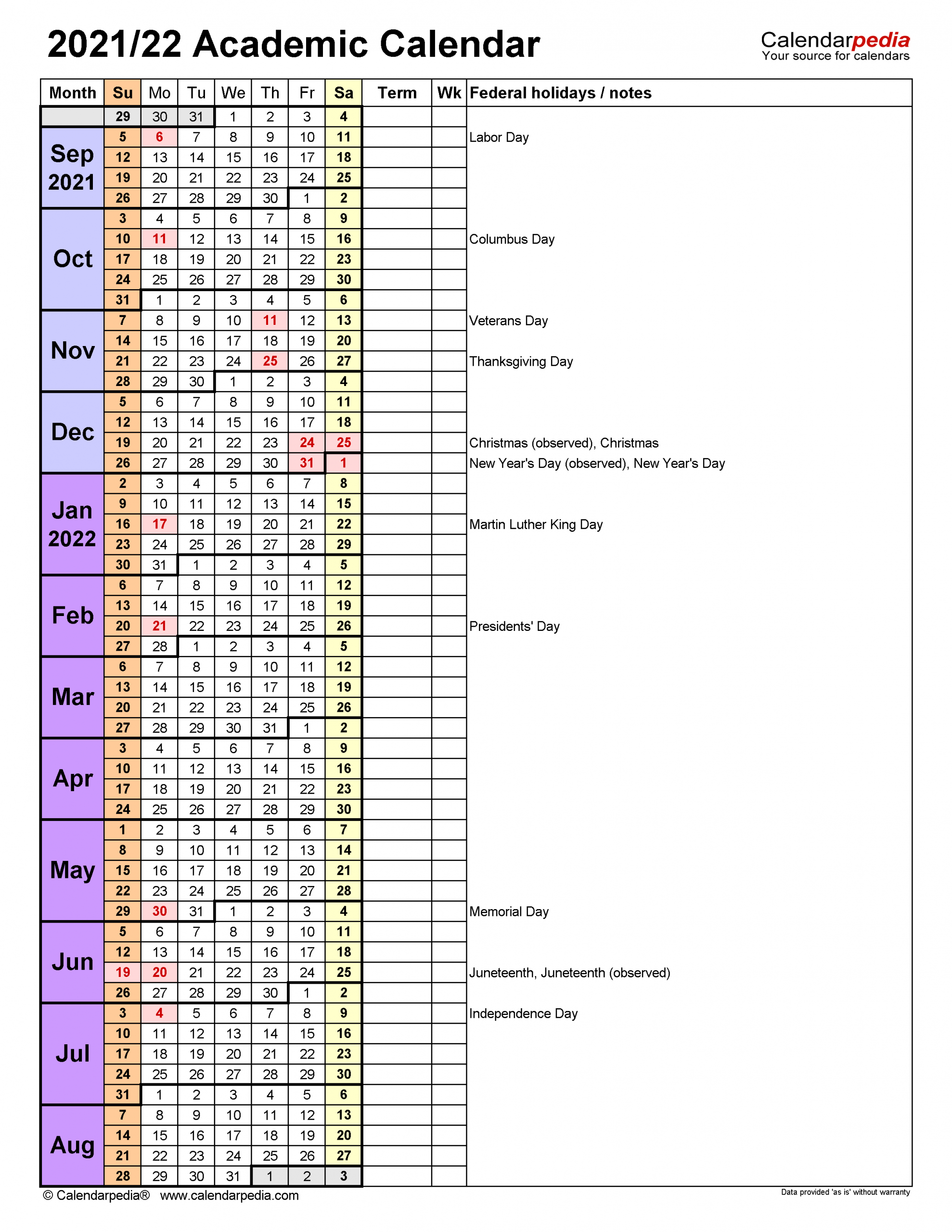 Academic Calendar Spring 2022 - Printable Calendar 2022