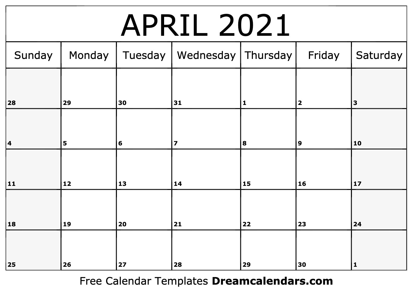 April 2021 Calendar | Free Blank Printable Templates