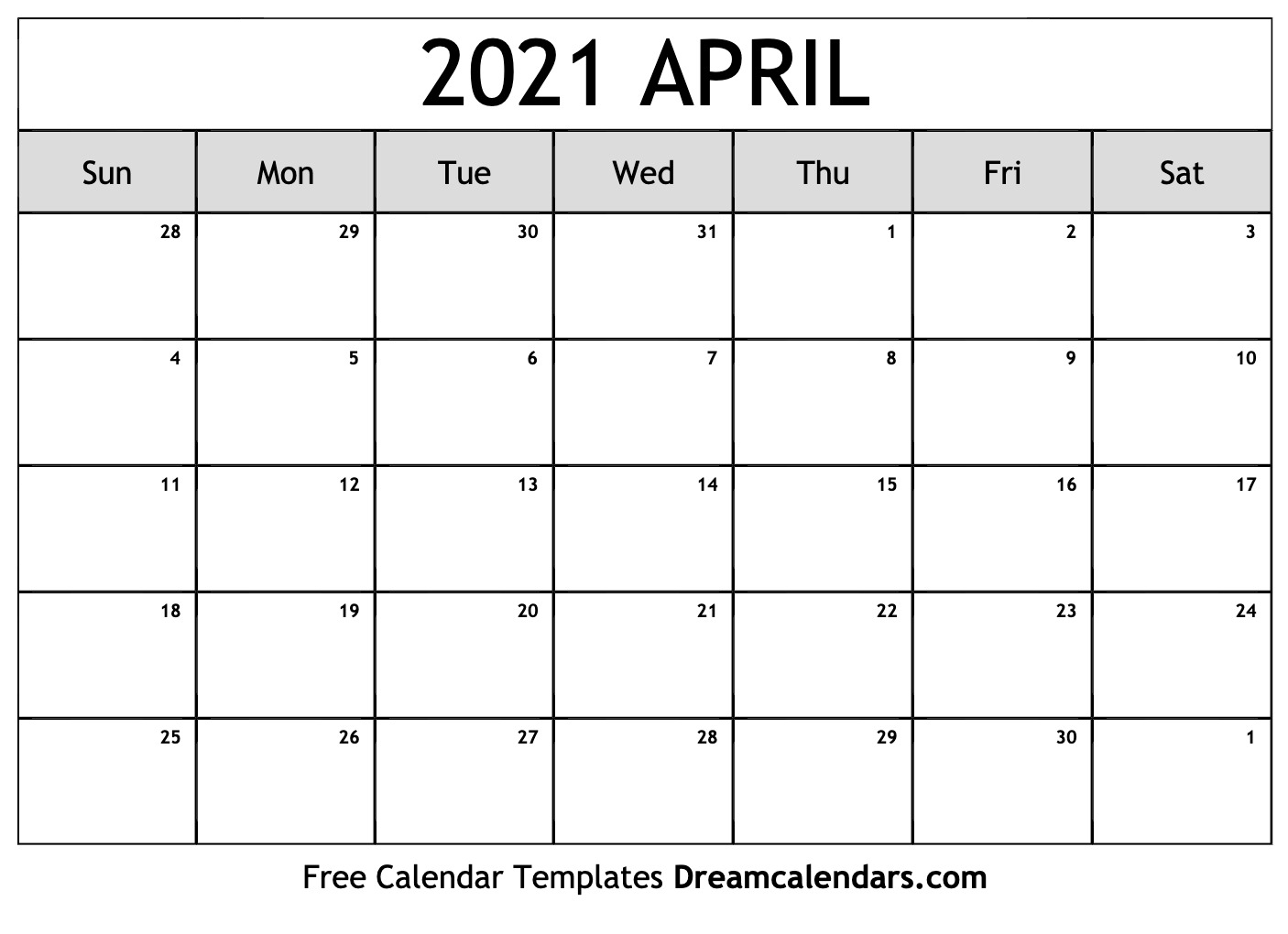April 2021 Calendar | Free Blank Printable Templates