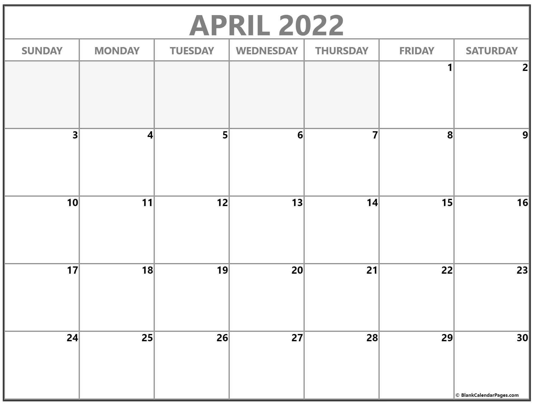 April 2022 Calendar | Free Printable Calendar Templates