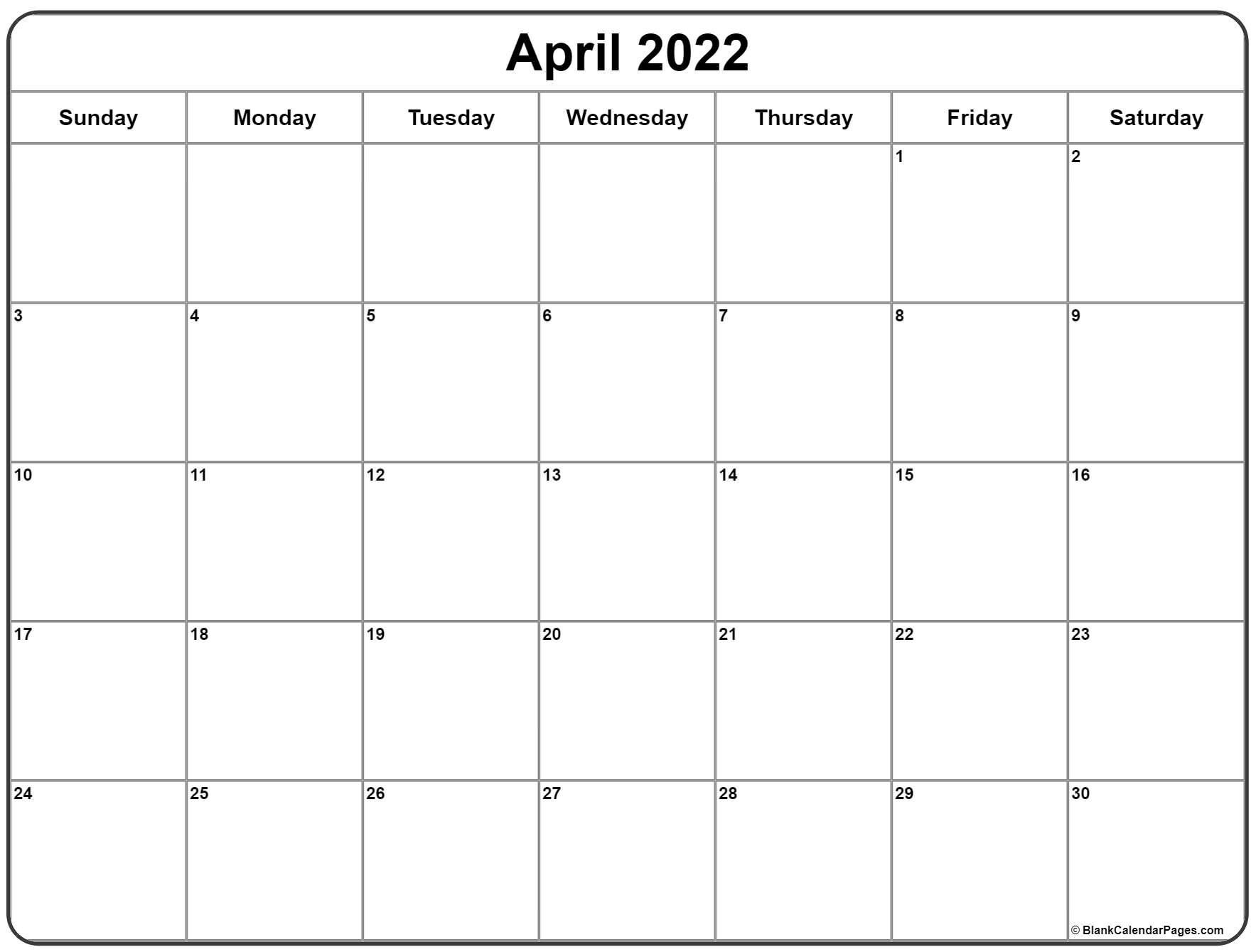 April 2022 Calendar | Free Printable Calendar Templates