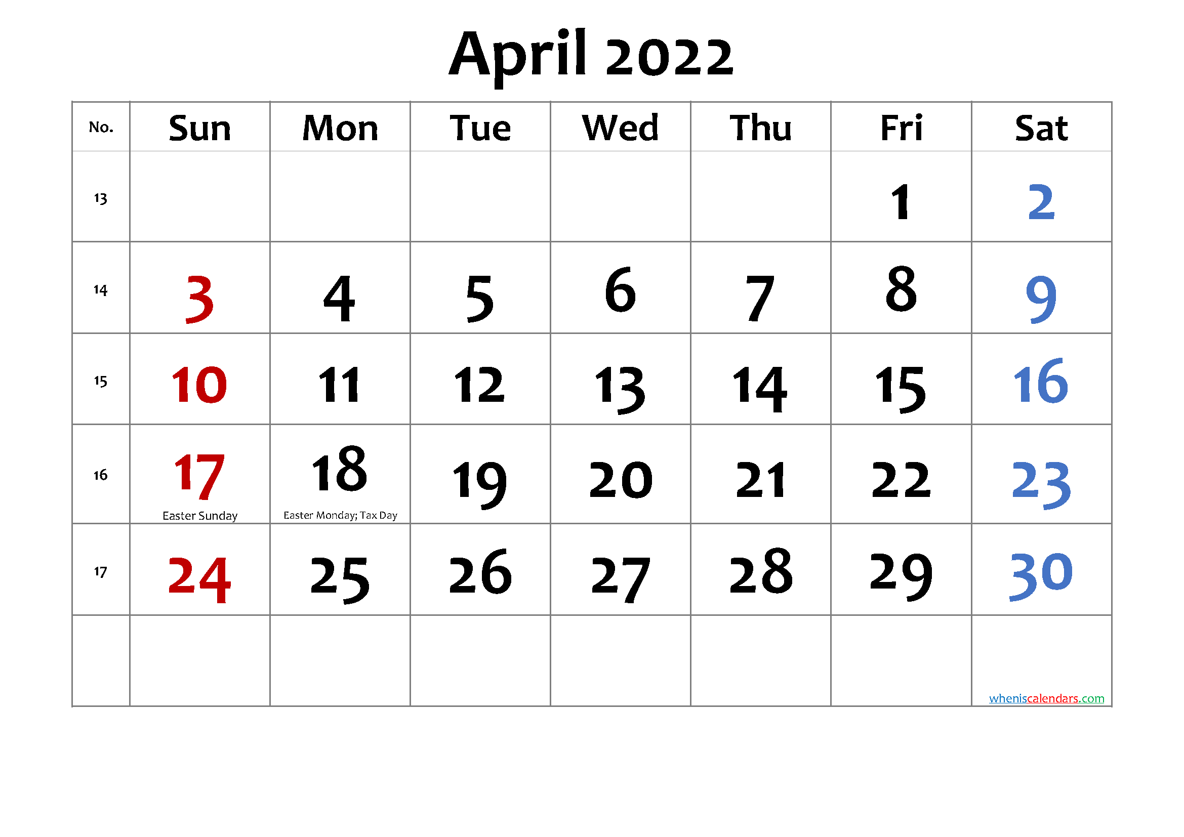 April 2022 Calendar With Easter | December 2022 Calendar