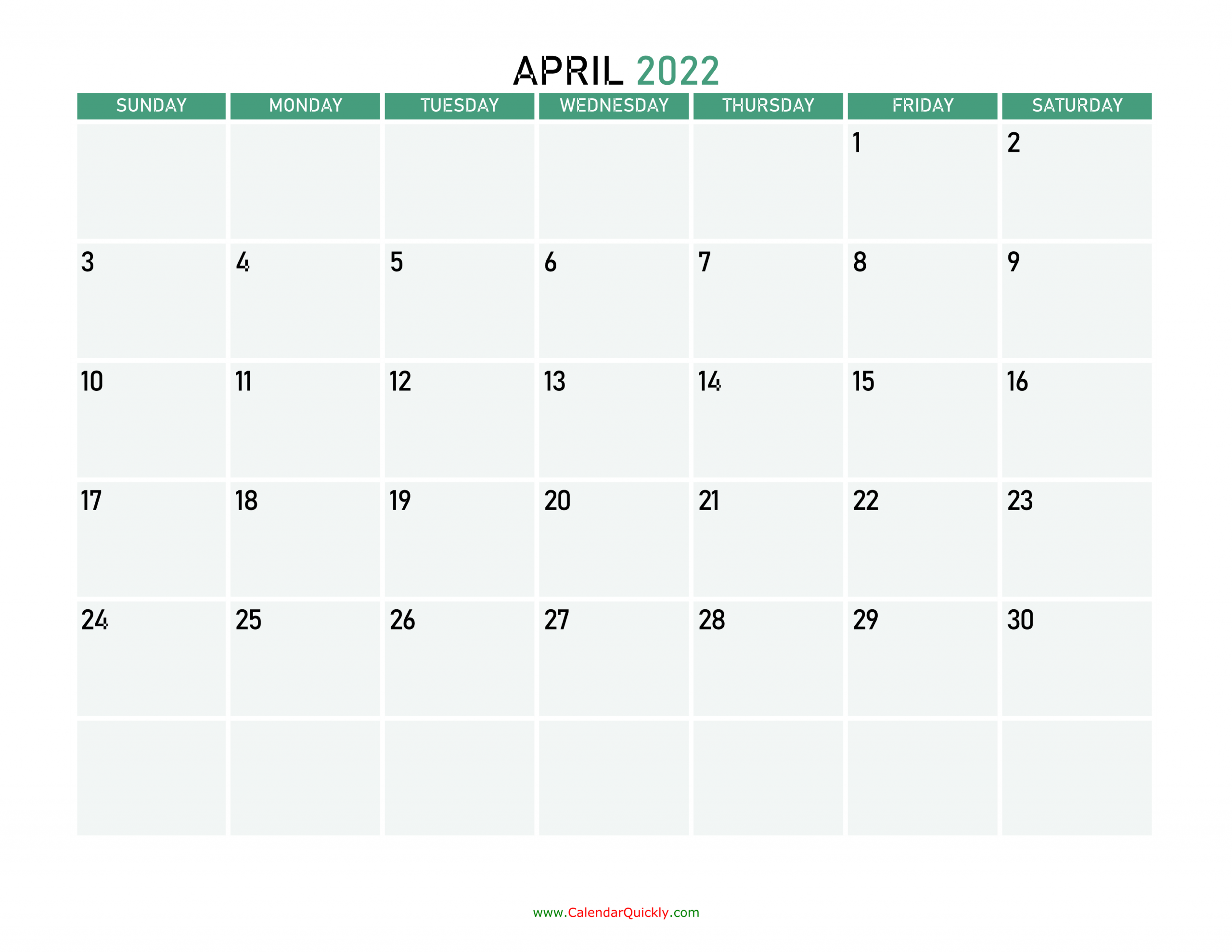 April 2022 Calendars | Calendar Quickly